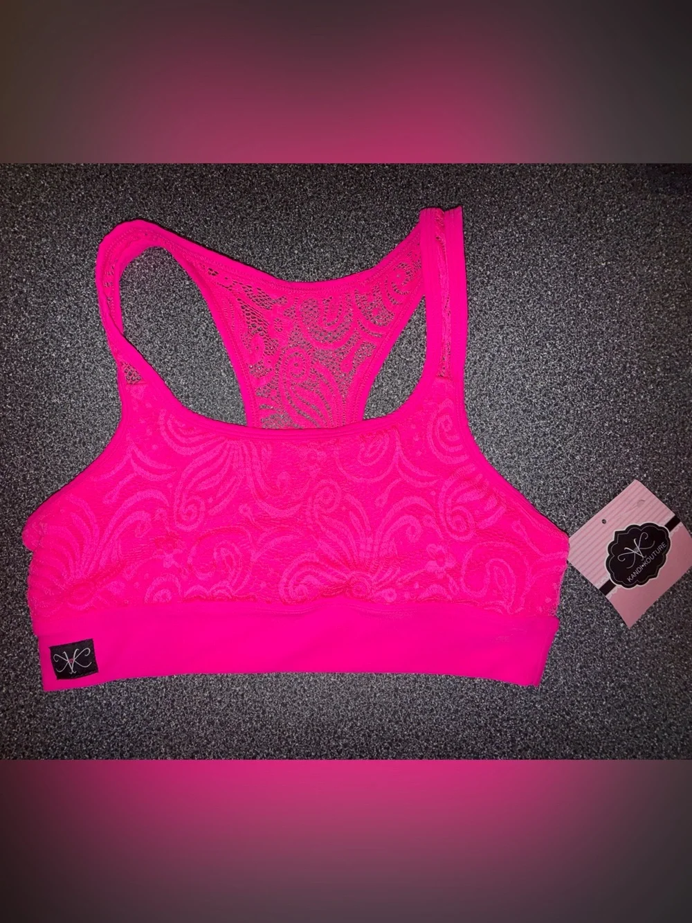 Kandi Kouture NWT! Hot Pink Dance Bra Size Teen Adult Medium